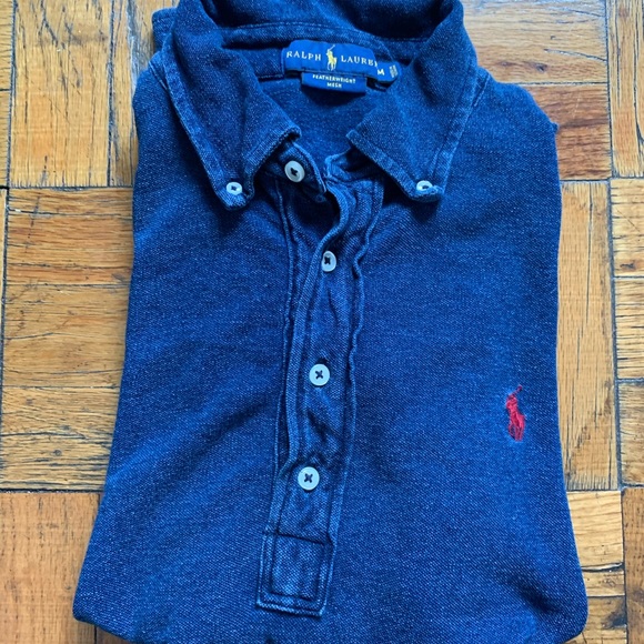 Long Sleeve Denim/Blue Polo Shirt - Ralph Lauren - Picture 4 of 6